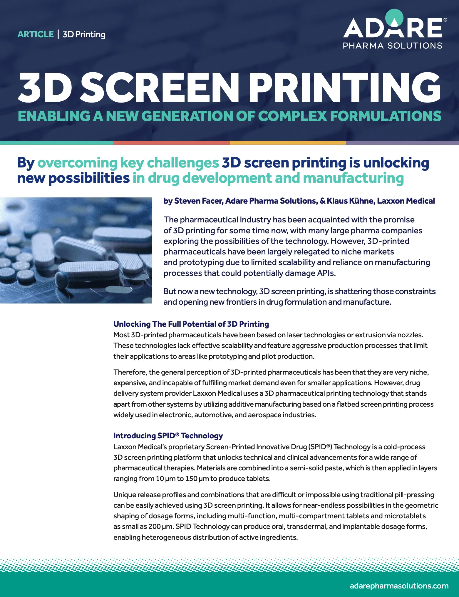 3D Screen Printing- Enabling A New Generation Of Complex Formulations