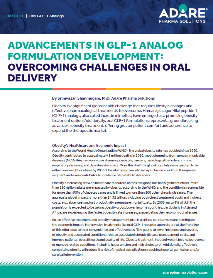 Advancements In GLP-1 Analog Formulation Development- Overcoming Challenges in Oral Delivery