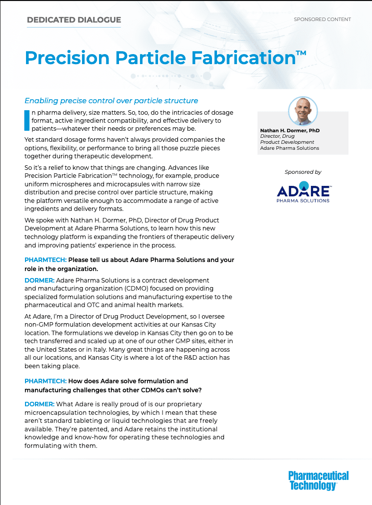 Dedicated Dialogue- Improved Drug Delivery with Precision Particle Fabrication