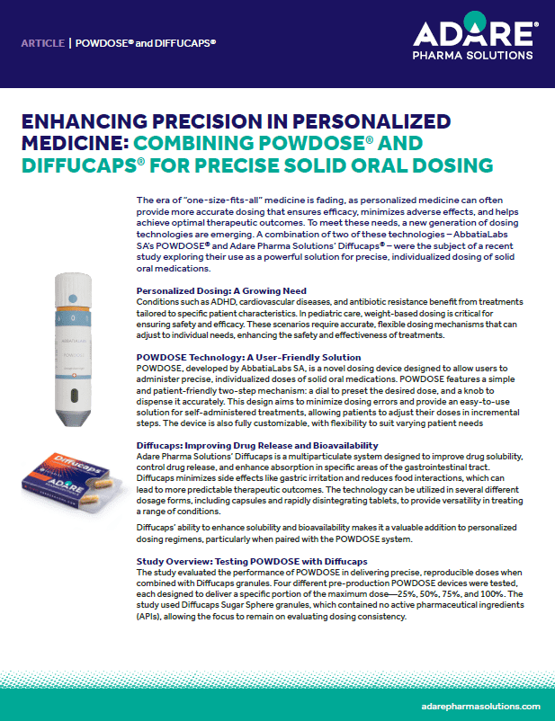 Enhancing Precision in Personalized Medicine- Combining Powdose® and Diffucaps® For Precise Solid Oral Dosing