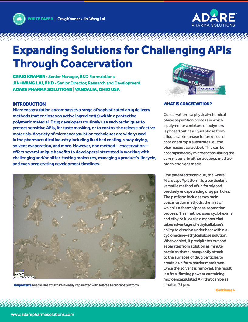 Expanding Solutions for Challenging APIs Through Coacervation
