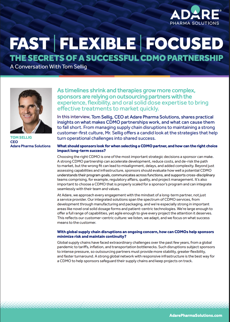 Fast, Flexible, Focused The Secrets of a Successful CDMO Partnership Thumbnail