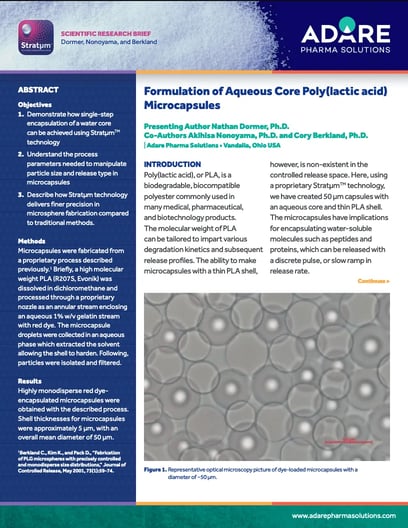 Formulation of Aqueous Core Poly(lactic acid) Microcapsules - Adare ...