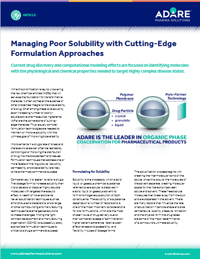 Managing Poor Solubility with Cutting-Edge Formulation Approaches