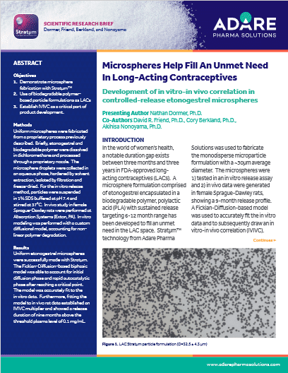 Microspheres Help Fill An Unmet Need In Long-Acting Contraceptives