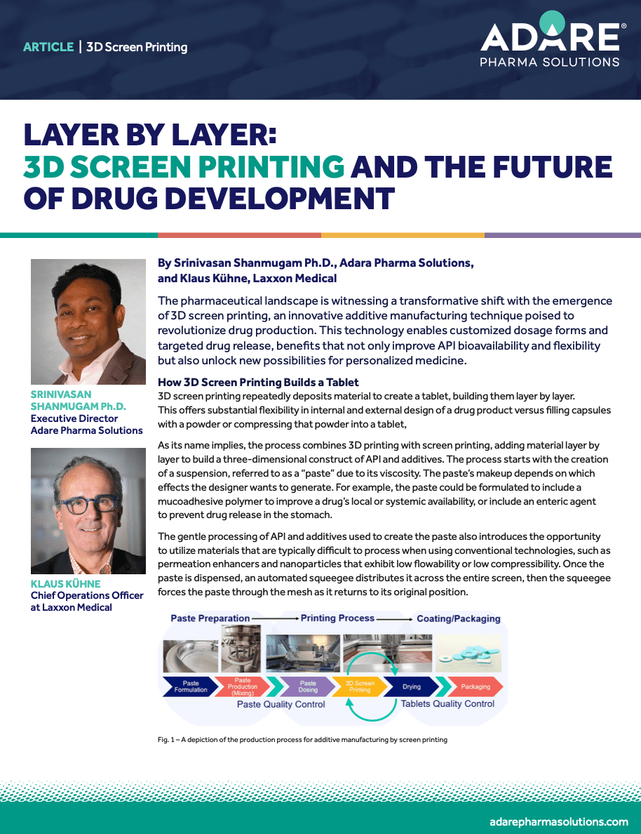 Layer by Layer: 3D Screen Printing and the Future of Drug Development