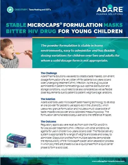 Stable Microcaps® Formulation Masks Bitter HIV Drug for Young Children