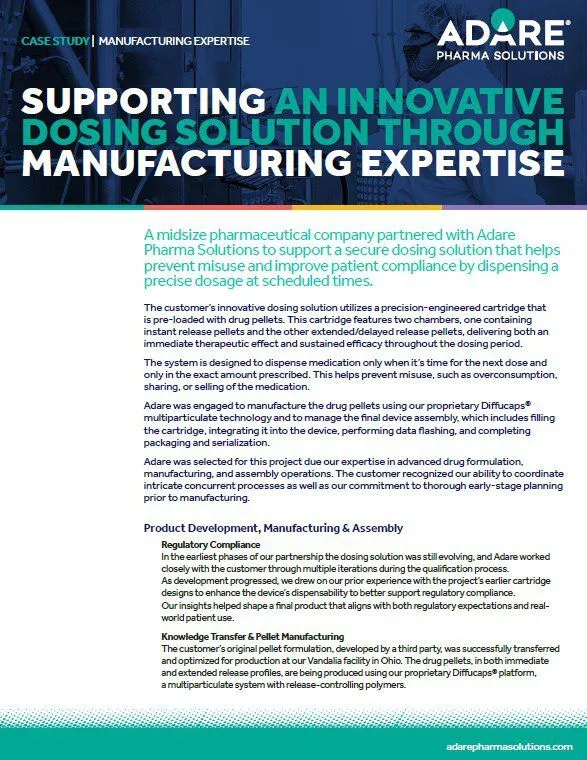 Supporting an Innovation Dosing Solution Through Manufacturing Expertise