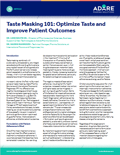 Taste Masking 101- Optimize Taste and Improve Patient Outcomes