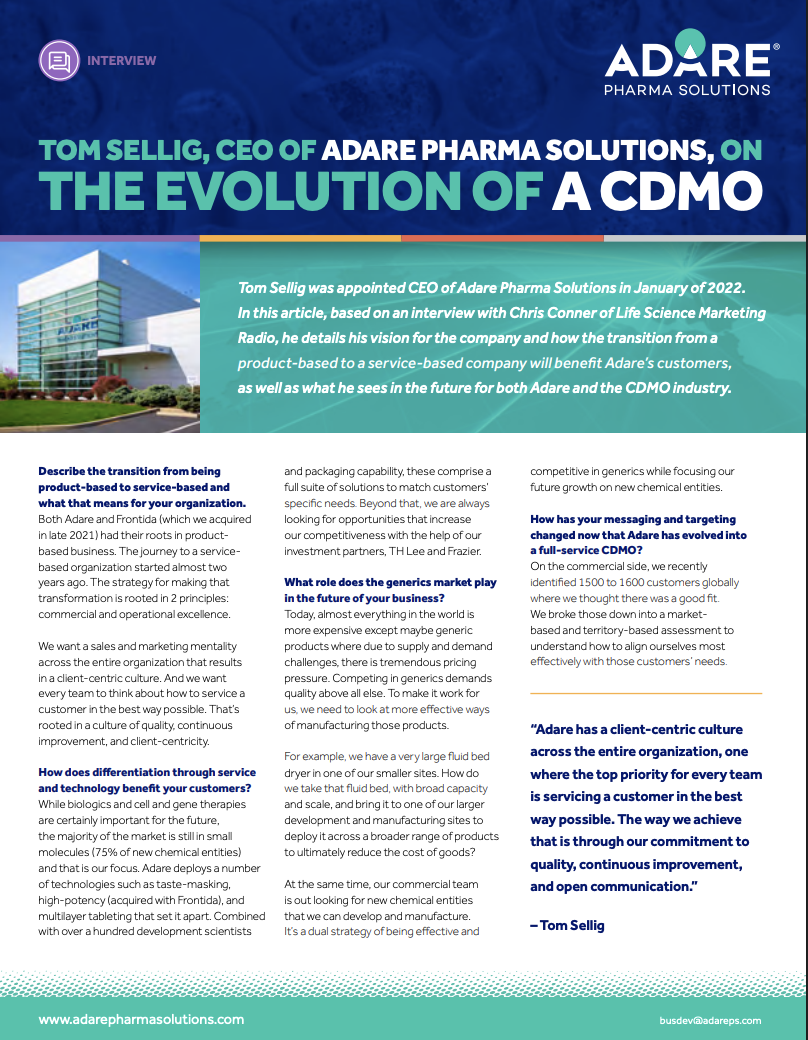The Evolution Of A CDMO - Adare Pharma Solutions