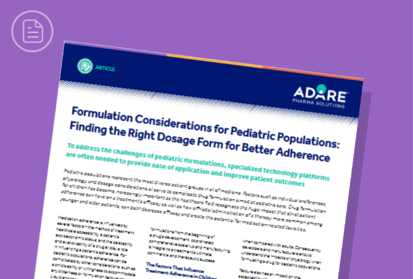 Formulation Considerations for Pediatric Populations: Finding the Right ...